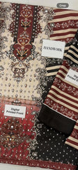 Luxury Shamoz Silk 3-Piece Unstitched Suit – Handwork & Digital Print Emb 2006