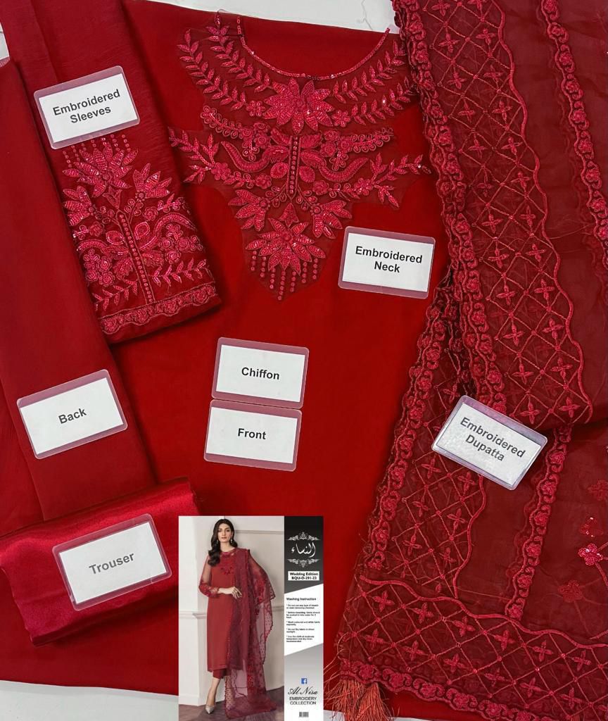 JAZMIN Luxury Chiffon Collection – Heavy Embroidered Organza Dupatta Edition emb 2006