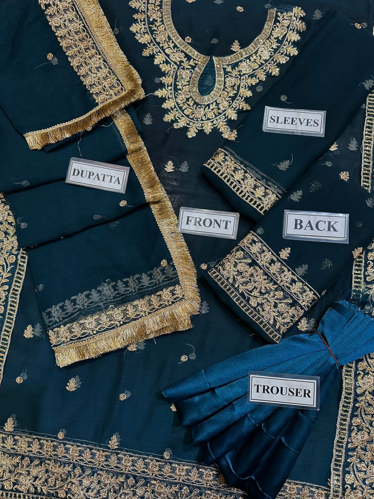 Asim Jofa Chiffon Collection – Sequinned Embroidered Shirt, Dupatta & Trouser