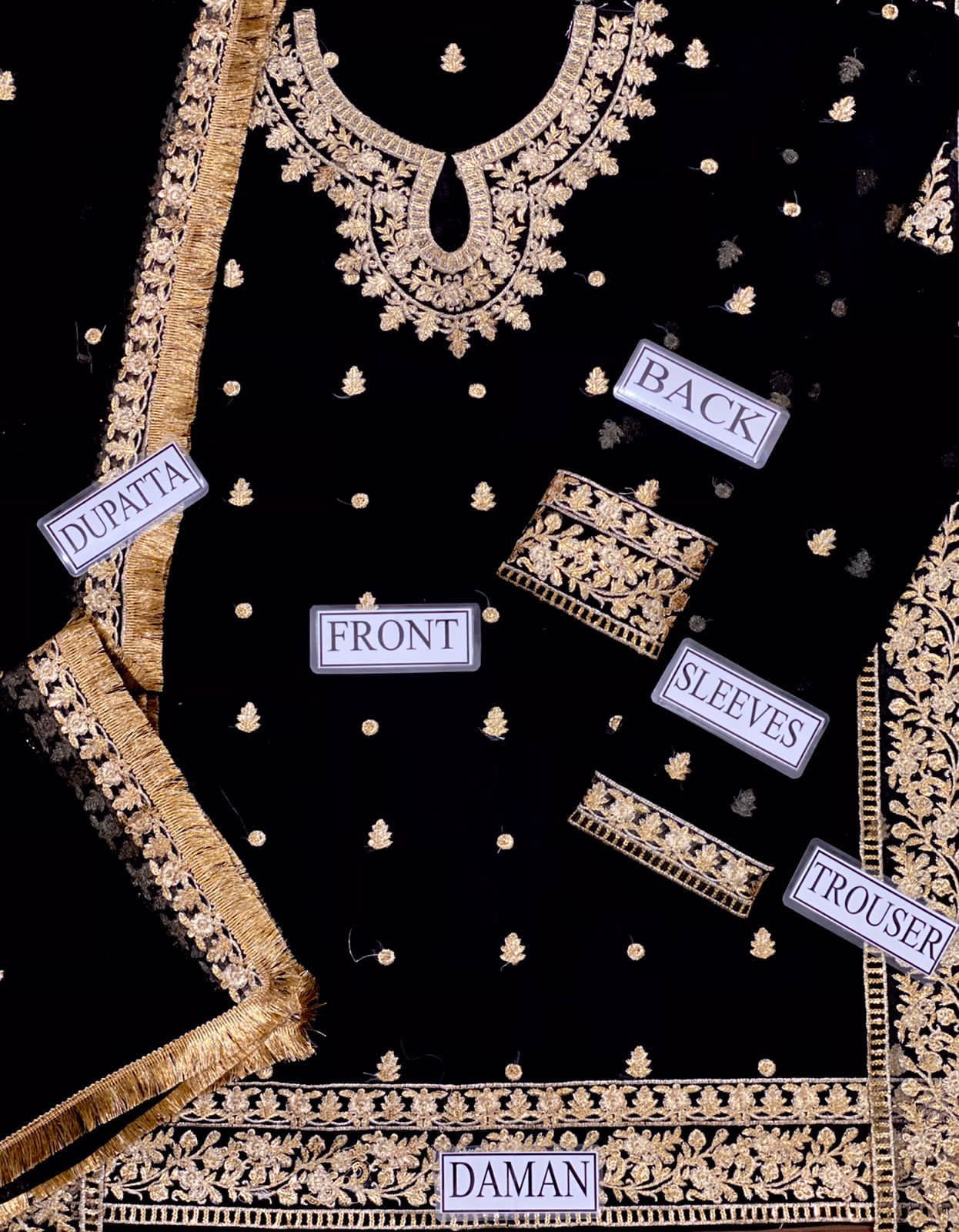 Asim Jofa Chiffon Collection – Sequinned Embroidered Shirt, Dupatta & Trouser