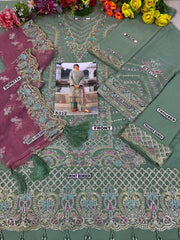 Imrozia Handwork Embroidered Chiffon & Net 3-Piece Suit
