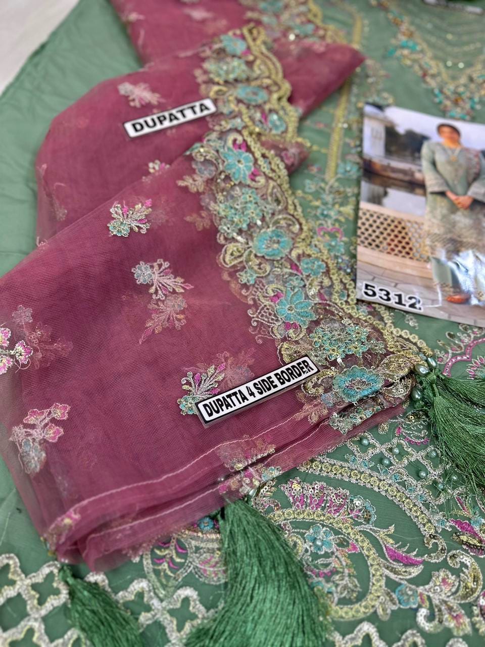 Imrozia Handwork Embroidered Chiffon & Net 3-Piece Suit