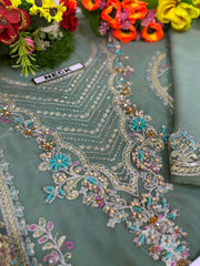 Imrozia Handwork Embroidered Chiffon & Net 3-Piece Suit