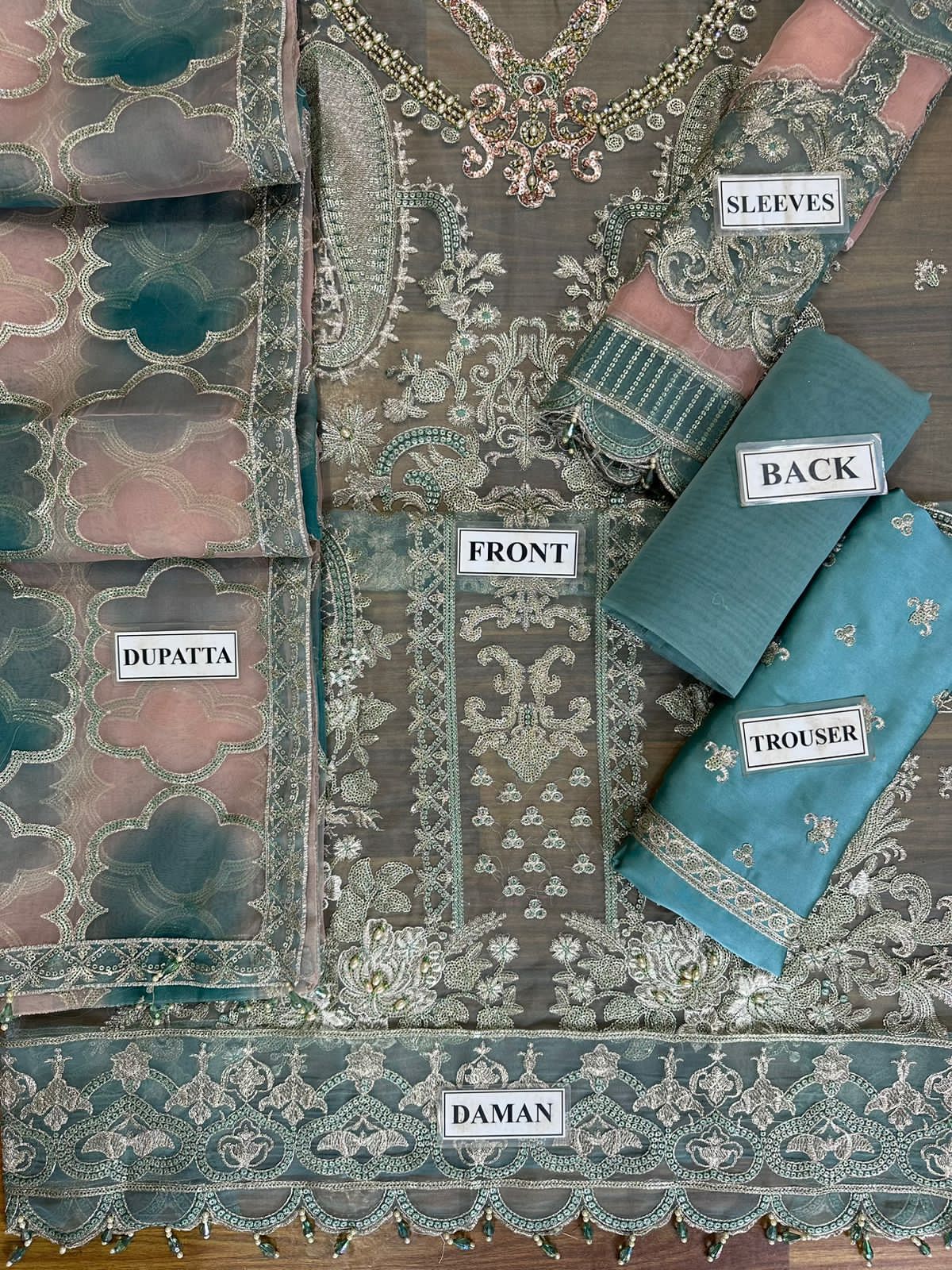 Imrozia Luxury Organza Collection – Heavy Embroidered Shirt, Tye & Dye Dupatta & Satin Silk Trouser