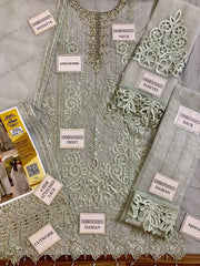 Heavy Sequence Embroidered Organza 3-Piece Suit with Handwork