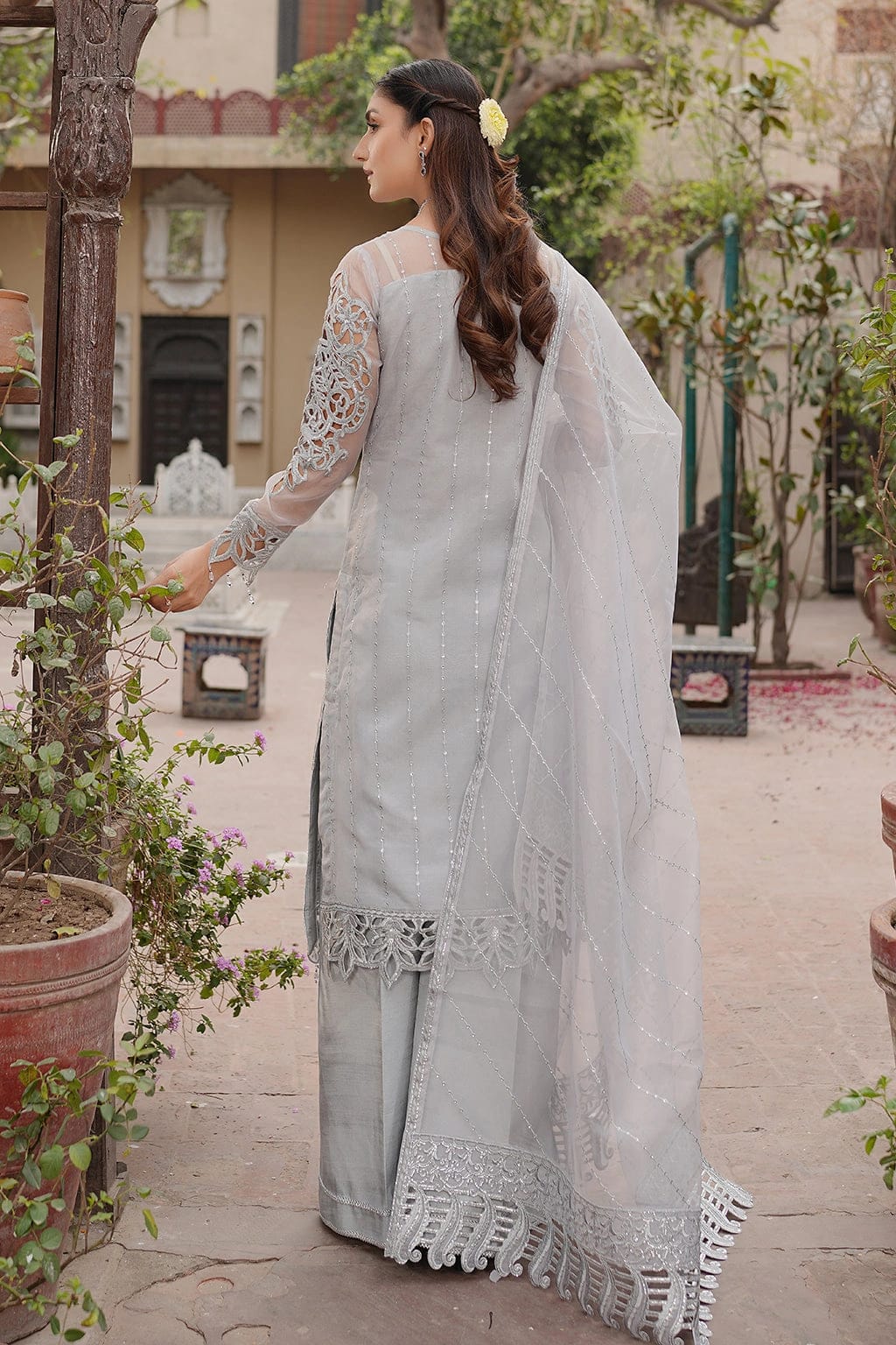 Heavy Sequence Embroidered Organza 3-Piece Suit with Handwork