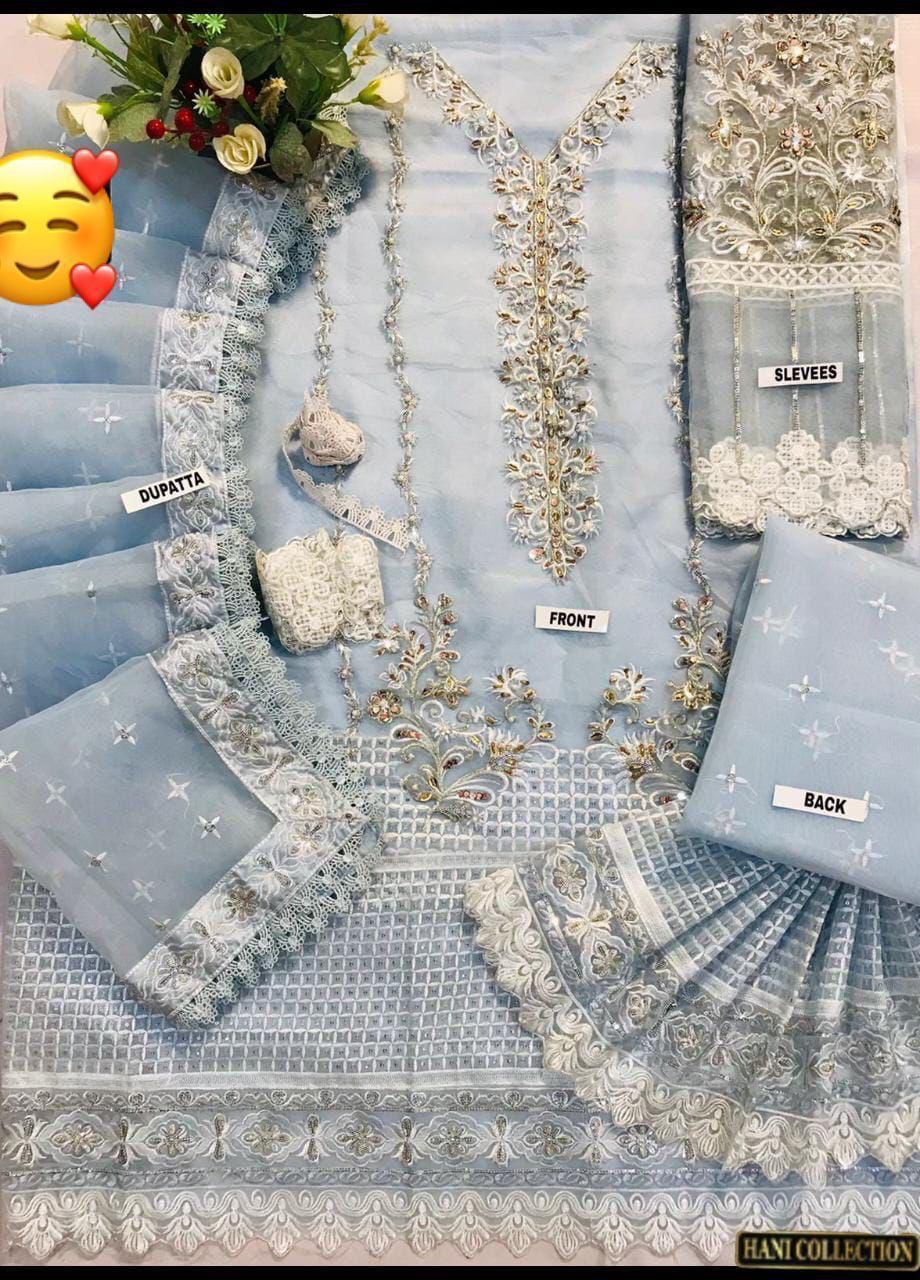 Mushq Designer Organza Collection – Full Handwork Adda Front & Cutwork Dupatta