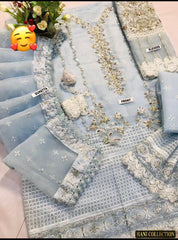 Mushq Designer Organza Collection – Full Handwork Adda Front & Cutwork Dupatta