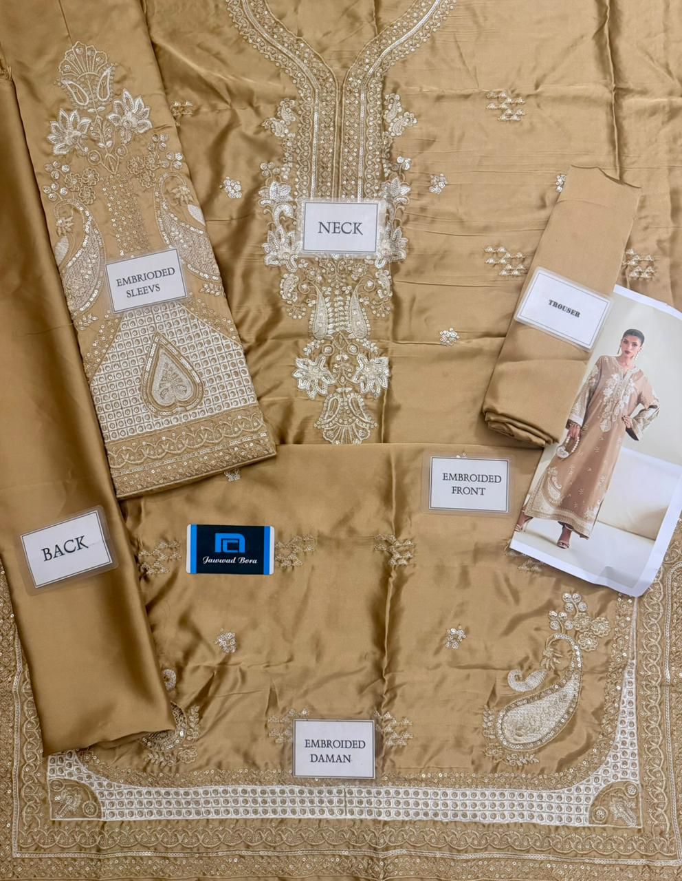 Ethnic Heavy Embroidered Shamoz Silk 2-Piece Suit (Unstitched)